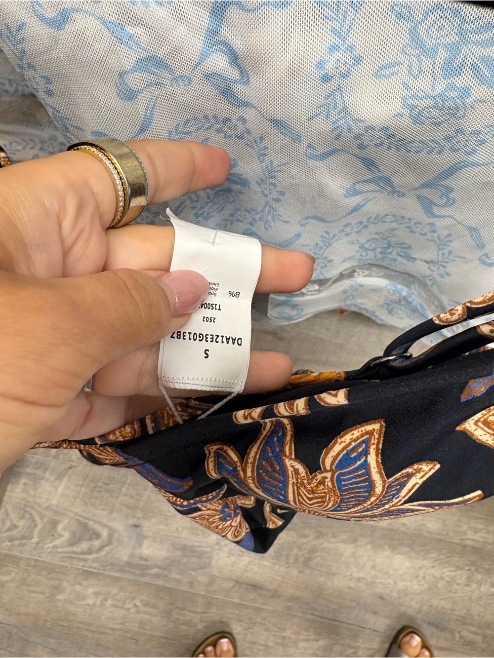 Cupshe Black Floral One-Piece Swimsuit with Gold and Blue Accents - nwt - Picture 2 of 2